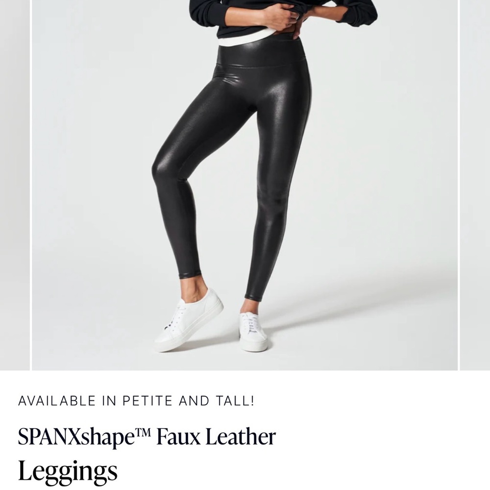 SPANX Black High-Waisted Leggings in Faux Leather
